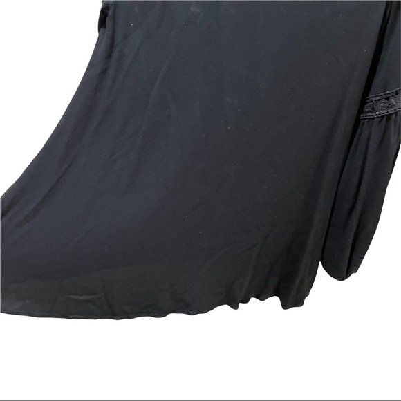 UMGEE Black High Low Hem Red Floral Embroidered  Sleeves Boho Tunic Top Sz S - Picture 5 of 8